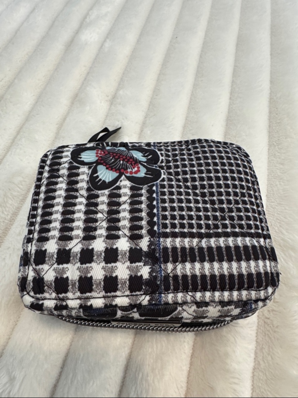 Vera Bradley Black and White Quilted Travel Pill Vitamin Case with Floral Detail - Picture 5 of 5